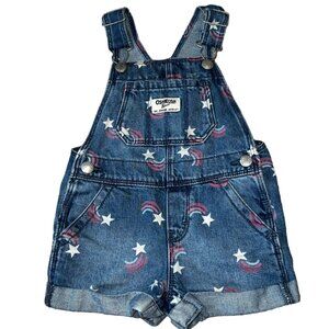 Osh Kosh B'Gosh Vintage Vestback RWB Patriotic Stars Overalls Girls 12 Months